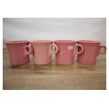 Four Fiesta Pink Coffee Cups, 3.5 Inch