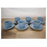 Fiesta Six Cups And Saucers, Blue