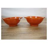 Two Small Orange Ringware Pacific Pottery Bowls, 3