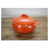 Orange Casserole Dish Pottery, Mcm, 5x9 Inch