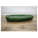 Vintage Oval Green Console Dish, 11x2 Inch.