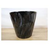 Vintage Black Swirl Pot, 9x8.5 Inch, Us Pottery