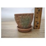 Mccoy Brown And Green Flower Pot, 3.75 Inch