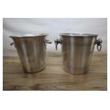 Two Stainless Steel Wine Buckets France,