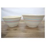 2 Mccoy Pottery Pink Blue Stripe Mixing Bowls 10 &