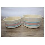 2 Mccoy Pink & Blue Stripe Nesting Souffle Bowls