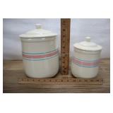 2 Mccoy Pink Blue Striped Canisters, 133, 135, 10