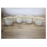 4 Mccoy Pottery Pink Blue Stripe Soup Bowls 3 Inch
