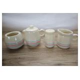 4 Piece Mccoy Pottery Pink Blue Stripe Assorted, S