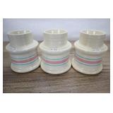 3 Mccoy Pottery Pink Blue Stripe Taper Candle Stan
