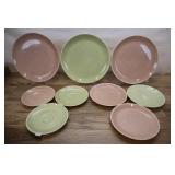 9 Bauer Brusche Speckled Plates, 10,7,6 Inch