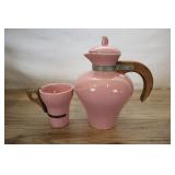 Vintage Ceramic Joaquin Potteries- Pink Carafe Wit