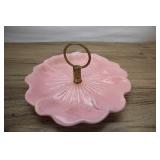 Vintage Pink Speckled Tidbit Tray, 9 Inch