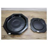 Black Glass Platter And Cake Stand, 10.5 Inch