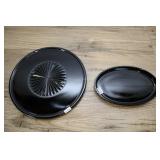 2 Black Glass Platters, 9 Inch