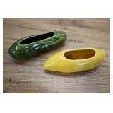 2 Ceramic Squash And Cucumber Planters, Usa