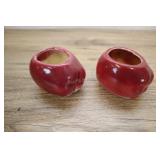 2 Ceramic Apple Planters, 2.5 Inch