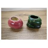 2 Ceramic Planters, Apple And Pepper, 2.5 Inch