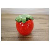 Red Speckled Strawberry Jam Jar, Ceramic, Signed,