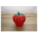 Strawberry Shaped Milk Glass Jam Jar, 4 Inch