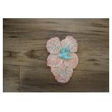 Vintage Wall Pocket, Pink Leaves, Blue Bird, 8 Inc