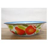 Vintage Hand Painted Enamelware Bowl, 12x3.25 Inch