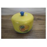 Yellow Tin Cake Cover, 7 Inch, Blue Knob