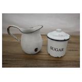 Enamelware Cream And Covered Sugar.
