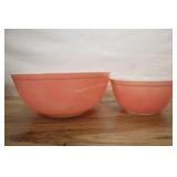 Pink And White Pyrex Mixing Bowls, 402 & 404