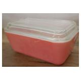 Pink Pyrex Refrigerator Dish With Lid, 7 Inch.