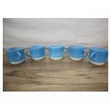 Five Blue Anchor Hocking Fireking Cups