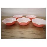 Five Hazel Atlas Ripple Pink Crinoline Cereal Bowl