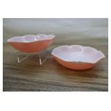 Two Hazel Atlas Ripple Pink Crinoline Berry Bowls