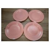 4 Hazel Atlas Pink Crinoline Plates, Rings, 7 Inch