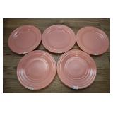 4 Hazel Atlas Pink Crinoline Plates, Rings, 7 Inch