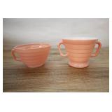 2 Hazel Atlas Pink Crinoline Cup And Sugar. Rings