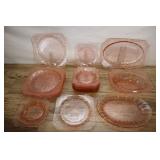Large Set Of Pink Adam Jeannette Depression Glass