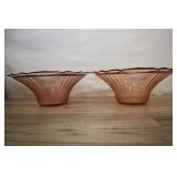 2 Jeannette Pink Depression Glass Bowls, 12 X 4.75