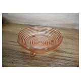 Pink Depression Glass Stepped Footed Bowl, 6.5x2.2