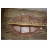 Two Large Pink Depression Glass Platters, 13 Inch.