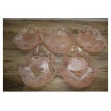 5 Pink Depression Glass Cherry Appetizer  Plates
