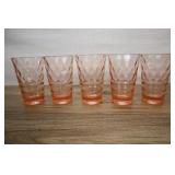 Hazel Atlas Pink Drinking Glasses Diamond Pattern