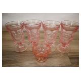 5 Pink Sundae And Dessert Glasses.