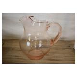 Pink Glass Pitcher, 9 Inch