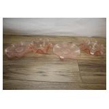 4 Pink Depression Glass Bowl Ruffled Edge W/ Grape
