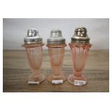 3 1930s Pink Depression Glass S&p Shakers, Jeanett