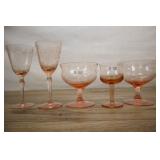 5 Assorted Pink Glasses.