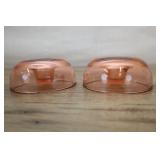 2 Pink Depression Glass Candle Holders Round