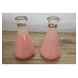 Vintage Hazel Atlas Pink Glass Cruet Gold Trim