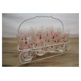 8 Mid Century Pink & Black Drinking Glasses Peacoc